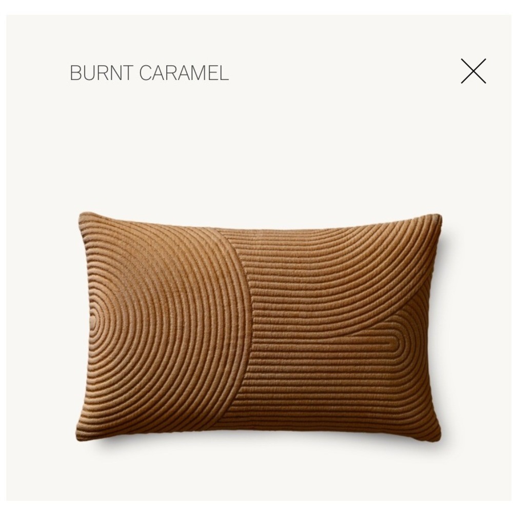 Restoration Hardware Geometric Velvet Semicircle Pillow Cover 13x21 Brown NEW